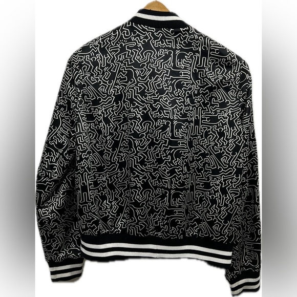 NWT Alice+Olivia x Keith Haring-Multicolor Reversible SILK Bomber Jacket Size: M - Picture 4 of 8